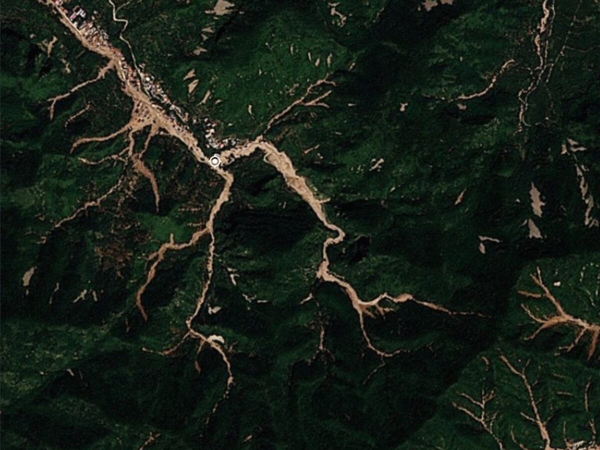 Planet Labs image of the aftermath in part of the area in Yanghsan, Hebei, China affected by the July 2026 landslides.