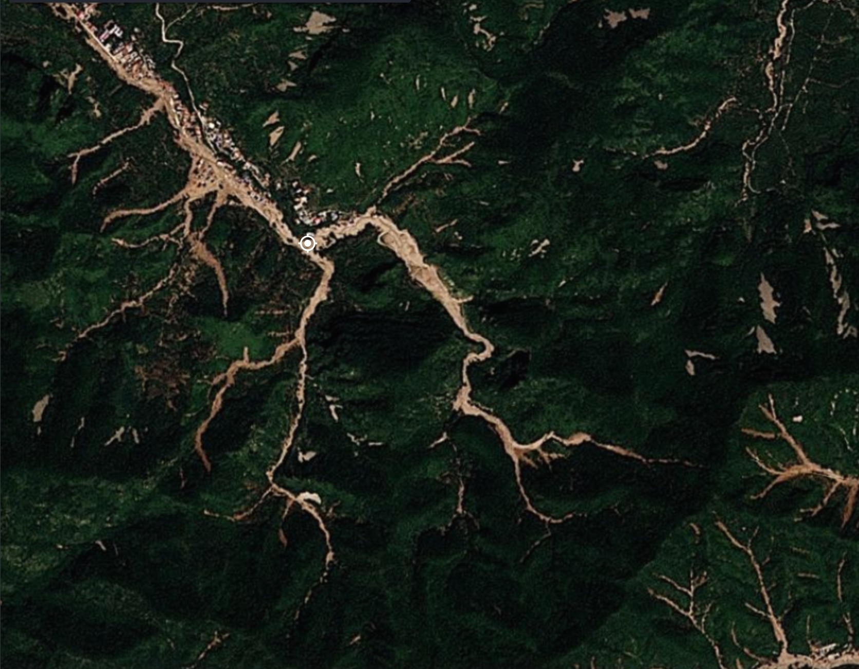 Planet Labs image of the aftermath in part of the area in Yanghsan, Hebei, China affected by the July 2026 landslides.