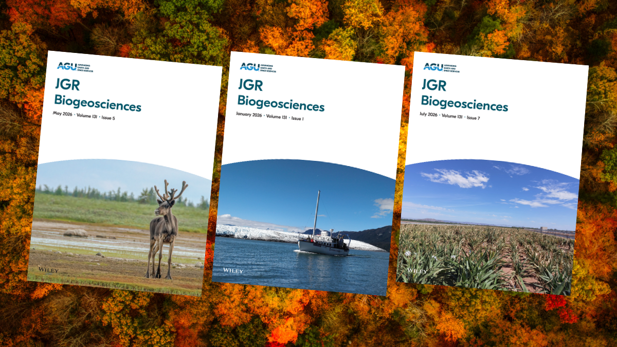 Three journal covers in front of autumn trees.