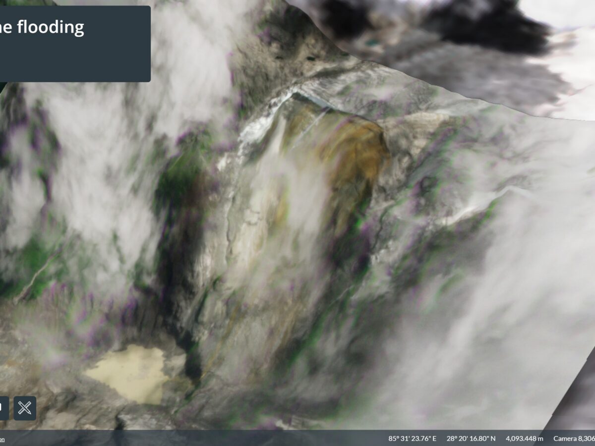 Planet Labs image from 28 August 2026 showing the aftermath of the 26 August 2026 landslide in Nepal. Image via Watanave Lab.