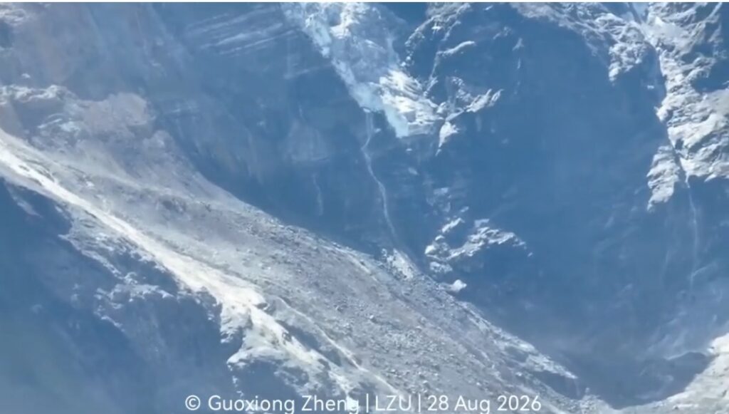 The lower part of the scar from the 26 August 2026 landslide in Nepal. 