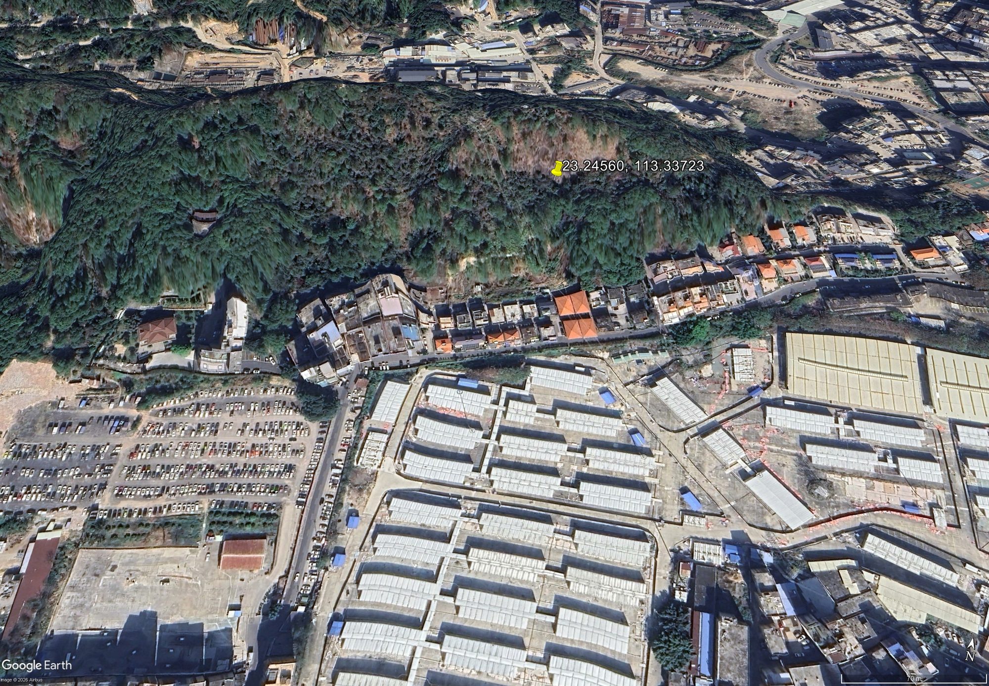 Google Earth image of the location of the 6 August 2025 Dayuan landslide.