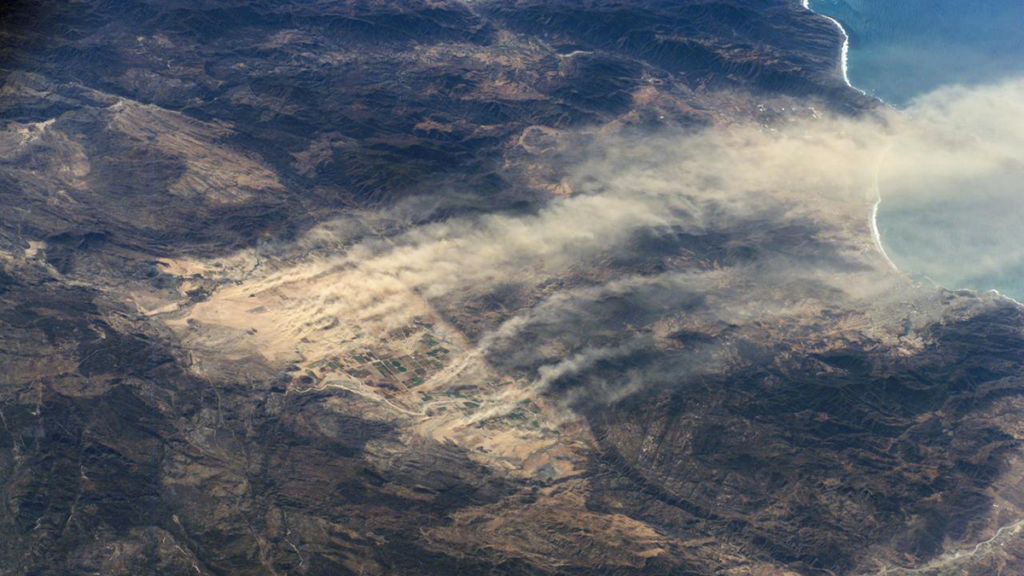 Aerial photo of dust plumes.