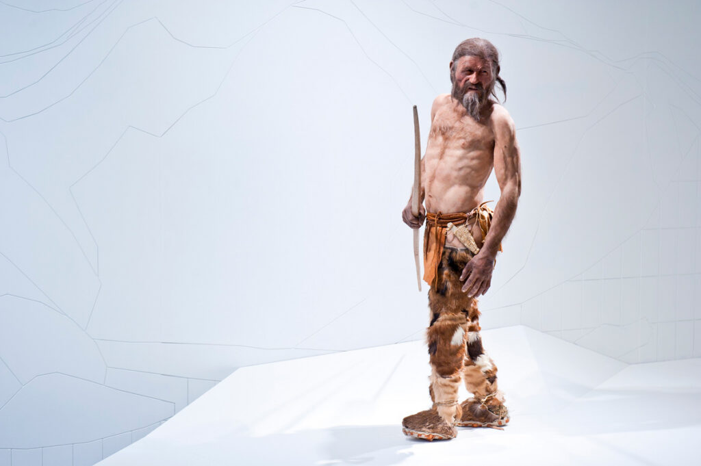 A model of Ötzi, the so-called Iceman who was discovered in the Tyrolean Alps in 1991