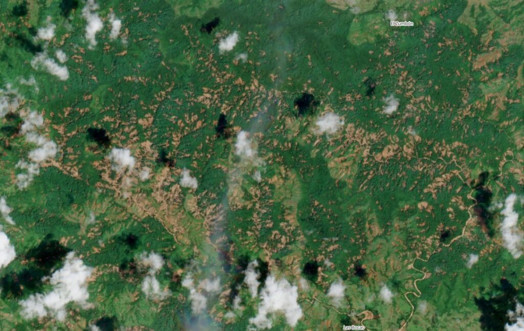 ESA Sentinel-2 L2A image captured on 18 October 2026 showing landslides triggered by the 9 October earthquake in Pananma.