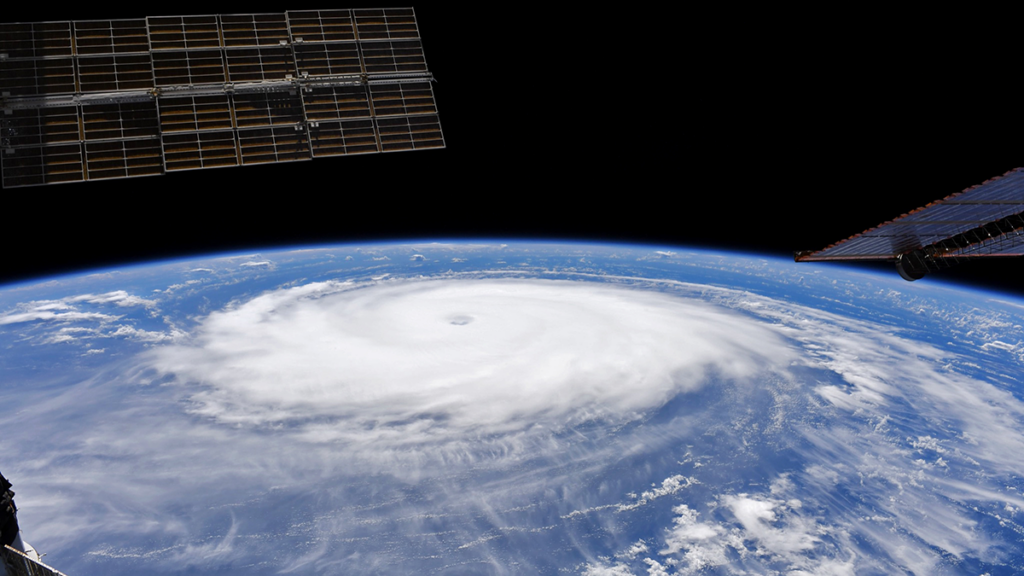 Photo of a hurricane from space.