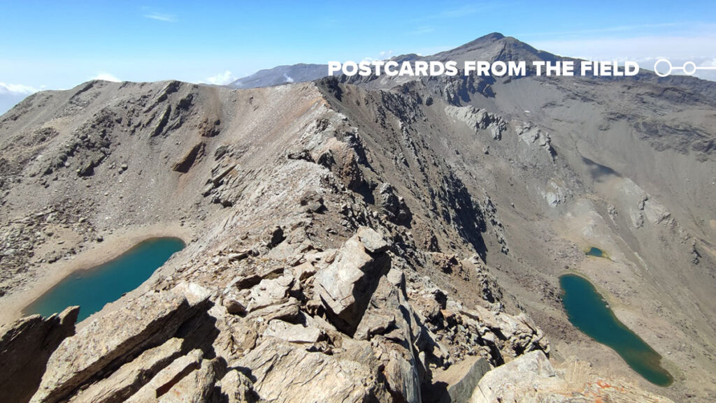 This view shows north facing Laguna Larga (left), and south facing Laguna Caldera (right)